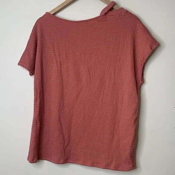 Gibson Look | NWT Terracotta Textured Semi Cold Shoulder Stretch Top M - Picture 10 of 11